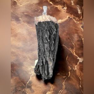 COPY - COPY - The black kyanite pendant in silvertone is a beautiful and elegan…